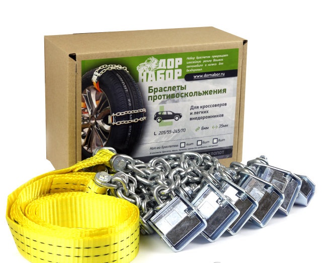 Браслеты противоскольжения ДорНабор "Кроссовер" L 6 шт. (от 205/55 до 245/70)