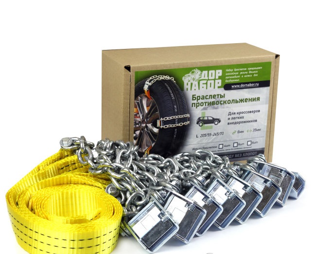 Браслеты противоскольжения ДорНабор "Кроссовер" L 8 шт. (от 205/55 до 245/70))
