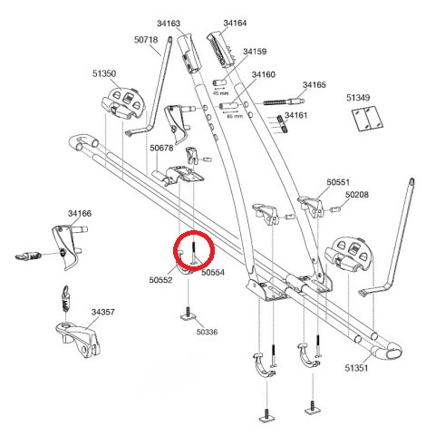 Т-образный винт для велокрепления Thule FreeRide 532 и ProRide 591