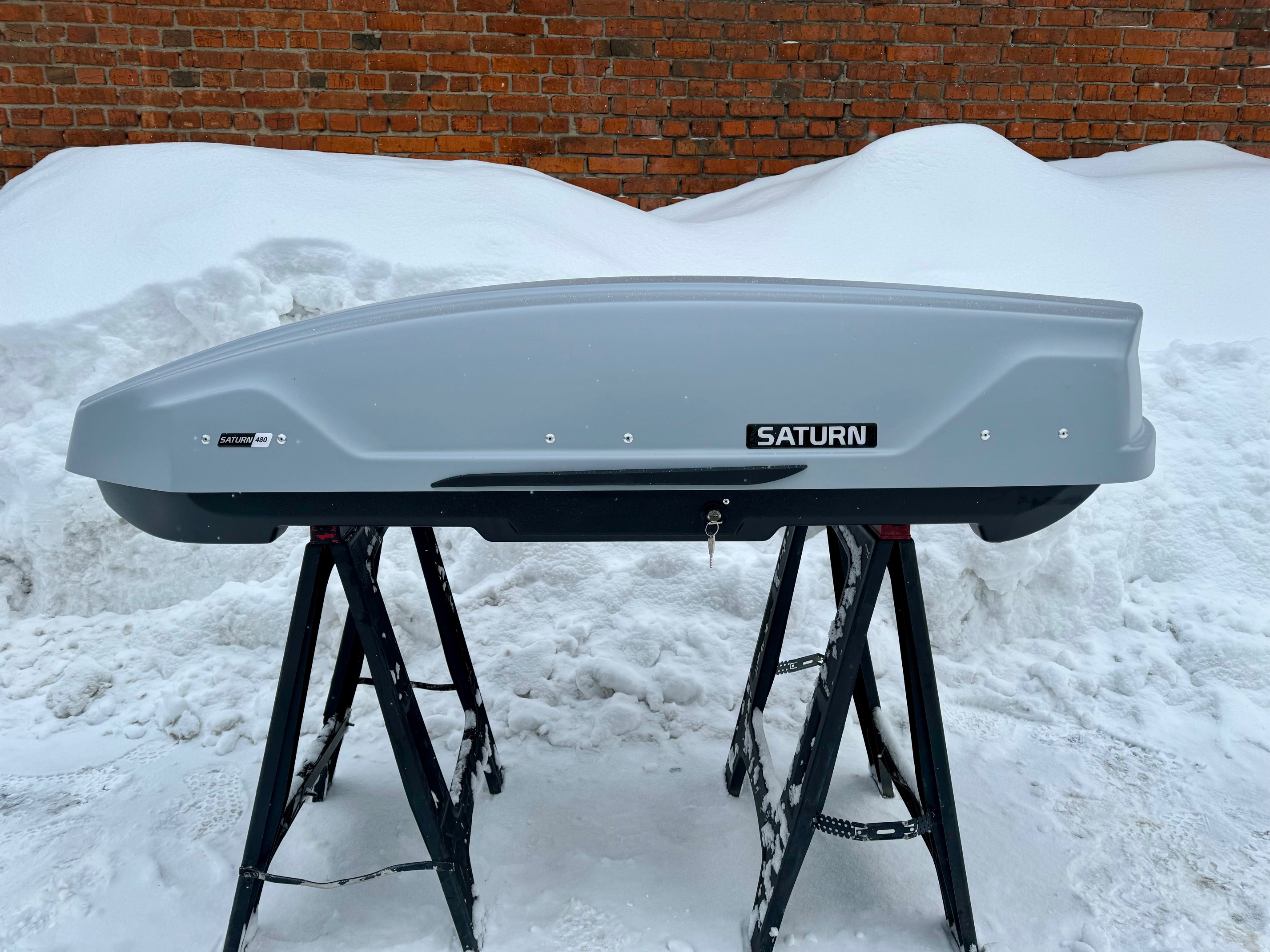 Автобокс на крышу Saturn 480 silver matte DUO NEW UF (Сатурн 480 серый матовый ДУО НЬЮ УФ)