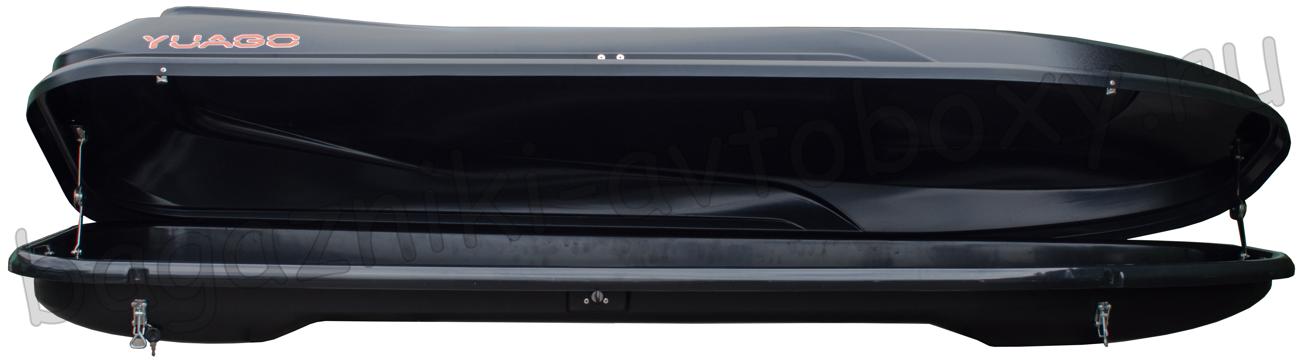 Автобокс на крышу YUAGO Cosmo 210 black matte EuroLock (Яго Космо 210 черный матовый ЕвроЛок)