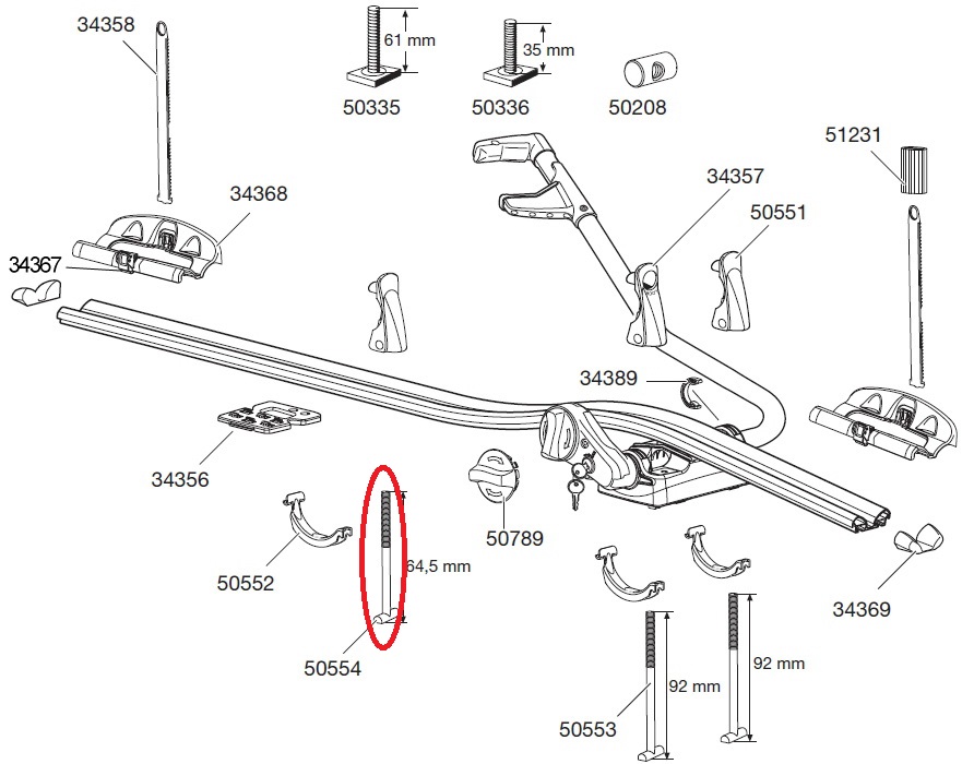 Т-образный винт для велокрепления Thule FreeRide 532 и ProRide 591