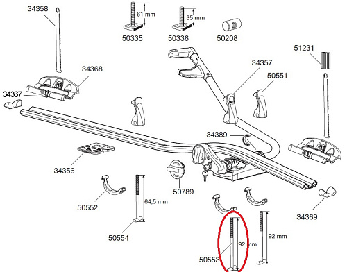 Т-образный винт для велокрепления Thule ProRide 591 (Туле Про Райд 591)