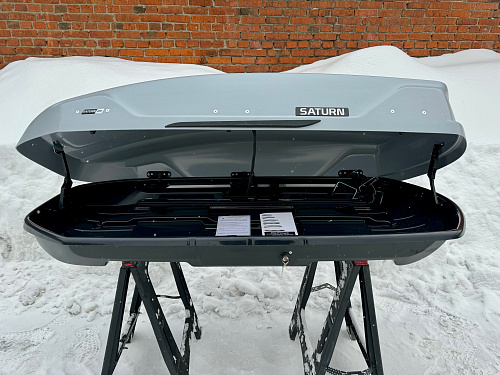 Автобокс на крышу Saturn 480 silver matte DUO NEW UF (Сатурн 480 серый матовый ДУО НЬЮ УФ)