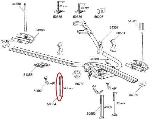 Т-образный винт для велокрепления Thule FreeRide 532 и ProRide 591